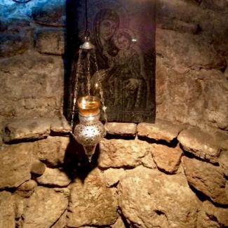 Holy Land stones and lamp photo