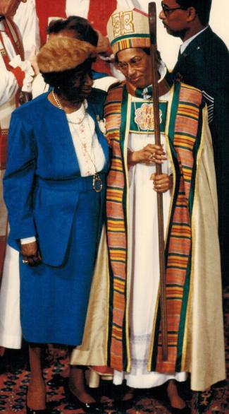 Bishop Barbara Harris pictured with her mother at 1989 consecration service