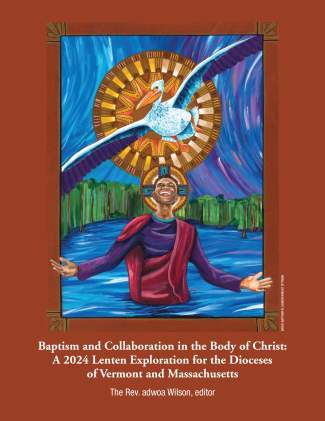 2024 MA-VT Lenten devotional cover graphic depicting Baptism