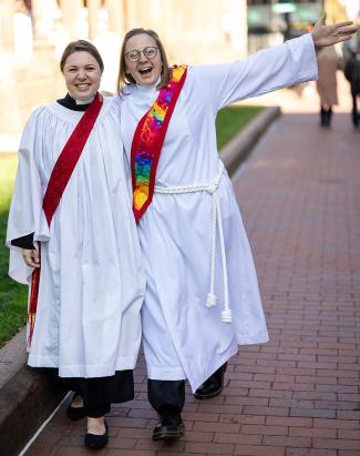 Deacons waving