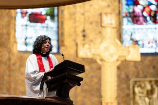 The Rev. Winnie Varghese preaching the consecration sermon.
