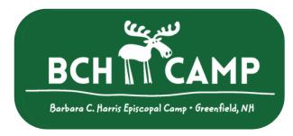BCH Camp and Conference Center summer camp logo with moose