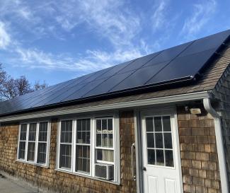 Solar panels atop St. Mary's, Barnstable thrift shop roof