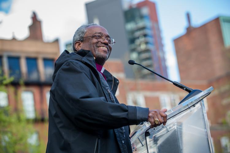 Presiding Bishop Michael Curry preaches on Boston Common