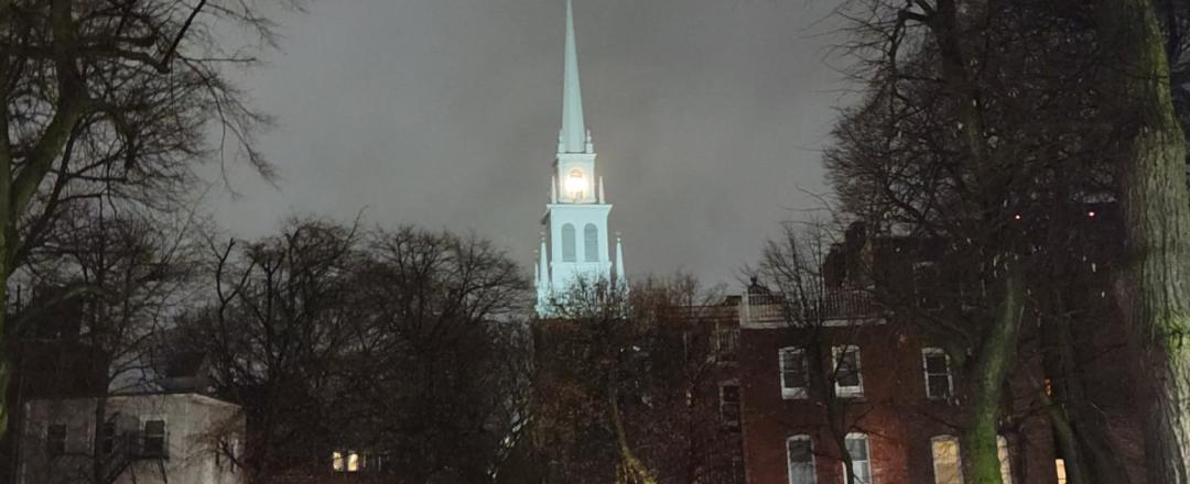 Old North Church Boston lanterns lit for democracy Jan. 5 2022