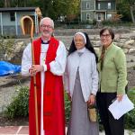 Bishop Alan Gates, Sister Ana Clara, OSA and Bethany House of Prayer executive director Dawna Wall at Oct. 2 garden blessing