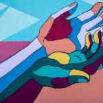 Outstretched hands mural photo