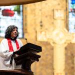 The Rev. Winnie Varghese preaching the consecration sermon